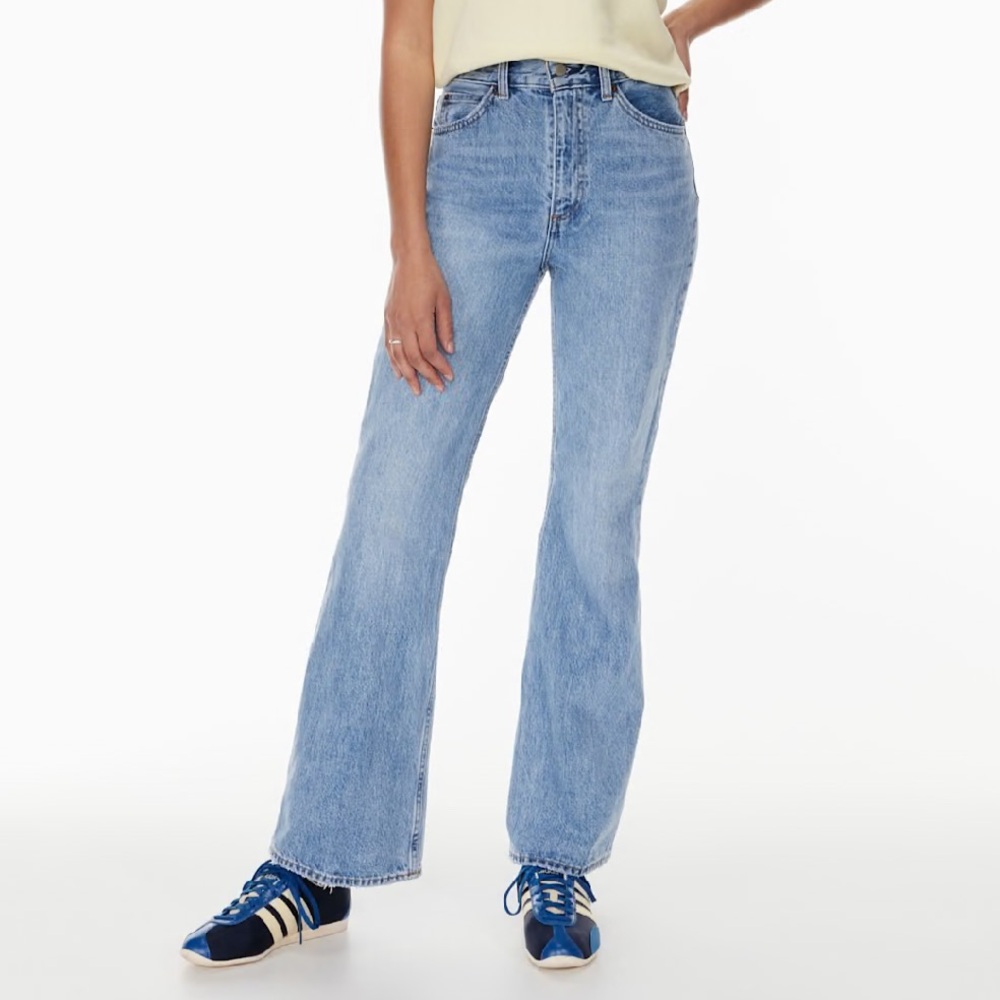 Denim Forum Light Blue Flare Jeans Marlene 60s High Rise Flate